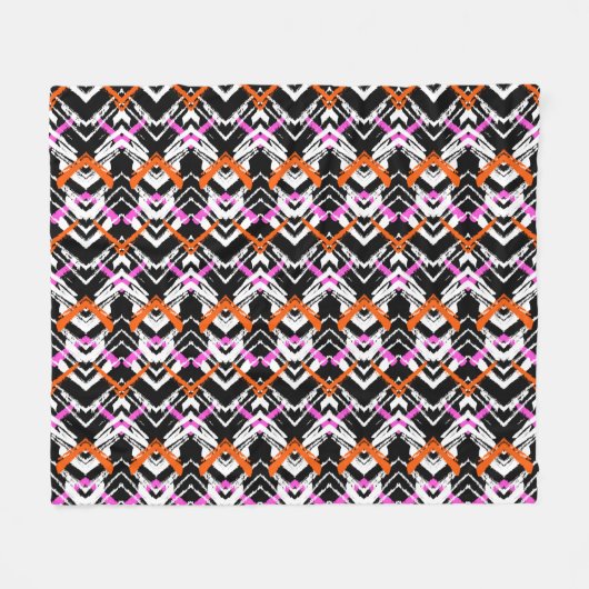 Zwart, Oranje en roze hand getekend pijlpatroon Fleece Deken (Voorkant (Horizontaal))