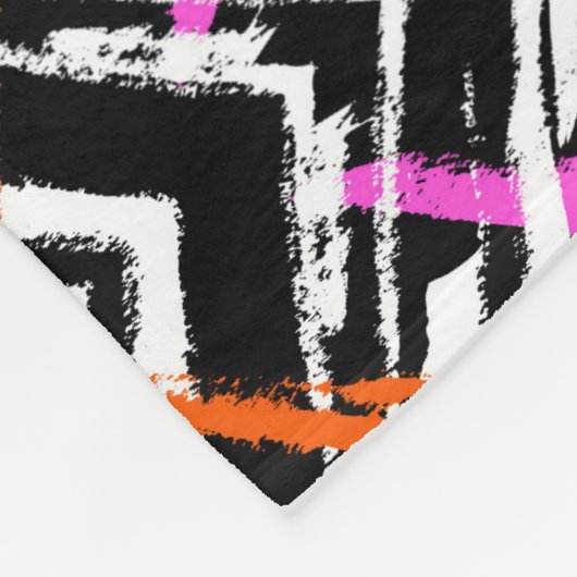 Zwart, Oranje en roze hand getekend pijlpatroon Fleece Deken (Hoek)