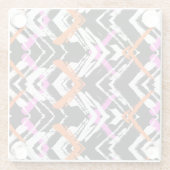 Zwart, Oranje en roze hand getekend pijlpatroon Glazen Onderzetter (Achterkant)