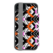 Zwart, Oranje en roze hand getekend pijlpatroon Incipio iPhone Portemonnee Hoesje (Agenda Achterkant)