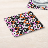 Zwart, Oranje en roze hand getekend pijlpatroon Kartonnen Onderzetters (Schuin)