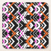 Zwart, Oranje en roze hand getekend pijlpatroon Kartonnen Onderzetters (Voorkant)