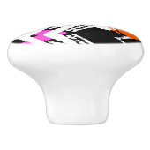 Zwart, Oranje en roze hand getekend pijlpatroon Keramische Knop (Zijkant)