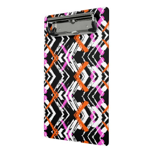 Zwart, Oranje en roze hand getekend pijlpatroon Mini Klembord (Angled2)