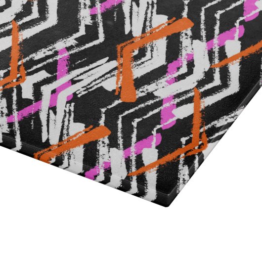 Zwart, Oranje en roze hand getekend pijlpatroon Snijplank (Hoek)