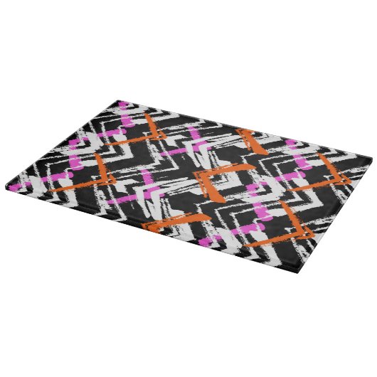 Zwart, Oranje en roze hand getekend pijlpatroon Snijplank (Hoek)