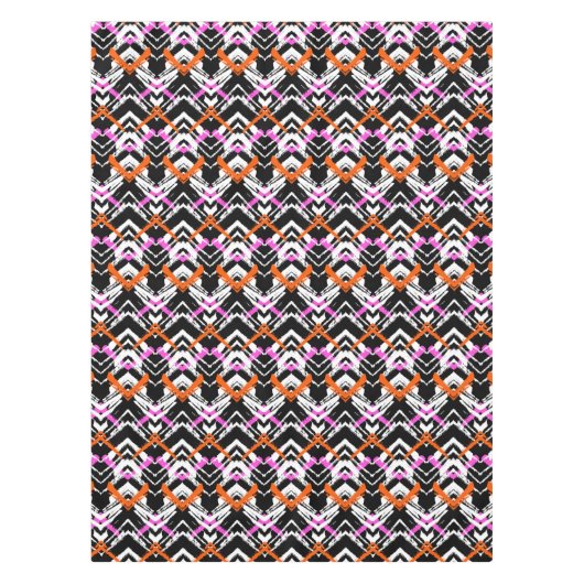 Zwart, Oranje en roze hand getekend pijlpatroon Tafelkleed (Voorkant)