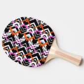 Zwart, Oranje en roze hand getekend pijlpatroon Tafeltennisbatje (Zijkant)