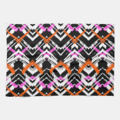 Zwart, Oranje en roze hand getekend pijlpatroon Theedoek (Horizontaal)