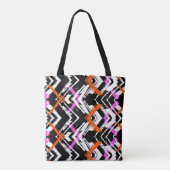 Zwart, Oranje en roze hand getekend pijlpatroon Tote Bag (Achterkant)