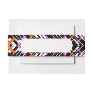 Zwart, Oranje en roze hand getekend pijlpatroon Uitnodigingen Wikkel