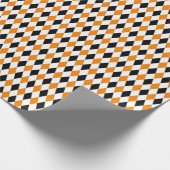 Zwart, Oranje en wit Harlequin Wrapping Paper Cadeaupapier (Hoek)