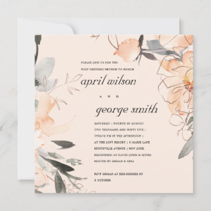 ZWART ORANJE FLORAL POST WEDDING BRUNCH INVITE BEDANKKAART