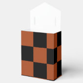 Zwart & Oranje Geruit Vierkant Buffalo Plaid Bedankdoosjes (Geopend)