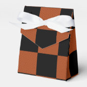 Zwart & Oranje Geruit Vierkant Buffalo Plaid Bedankdoosjes (Voorkant Zijde)