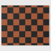 Zwart & Oranje geruit vierkant Buffalo Plaid Cadeaupapier (Vlak)