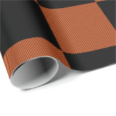 Zwart & Oranje geruit vierkant Buffalo Plaid Cadeaupapier (Rol Hoek)