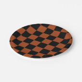 Zwart & Oranje geruit vierkant Buffalo Plaid Papieren Bordje (Gekanteld)
