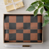 Zwart & Oranje Geruit Vierkant Buffalo Plaid Tissuepapier (Geschenk)