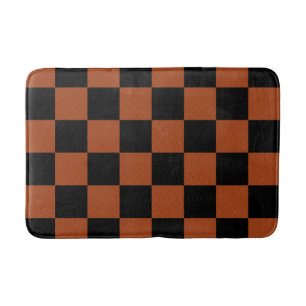 Zwart & Oranje Geruite Vierkanten Buffalo Plaid Badmat