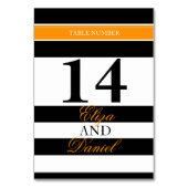 Zwart oranje gestreepte twittafel kaart (Voorkant)