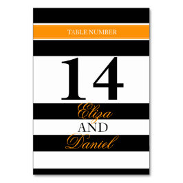 Zwart oranje gestreepte twittafel kaart