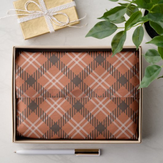 Zwart & Oranje Gingham Tissue Papier (Geschenk)