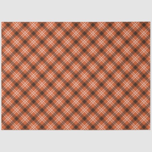 Zwart & Oranje Gingham Tissue Papier (Voorkant)