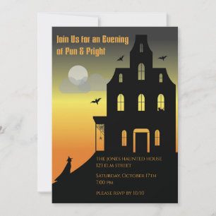 Zwart & Oranje Griezelfeest Halloweenfeest Kaart