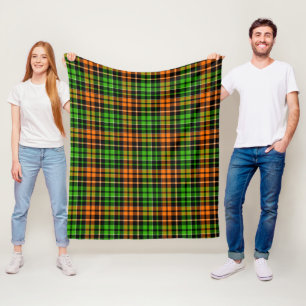 Zwart Oranje Groen Geruit Schotse Ruit Ontwerp Fleece Deken