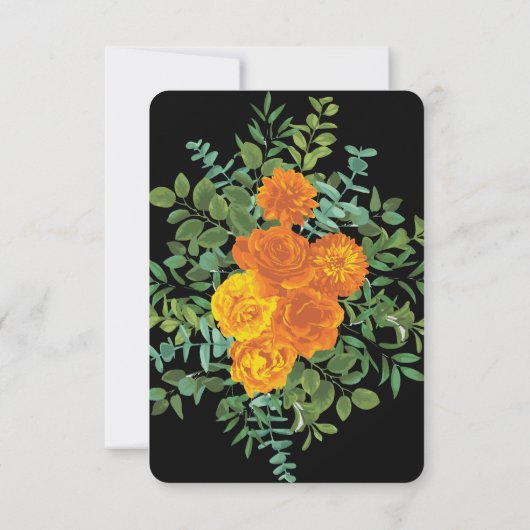 Zwart & Oranje Halloween Gotische Trouwcollectie Kaart (Achterkant)