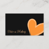 Zwart-Oranje hart Modern met fototoestel Visitekaartje (Voorkant)