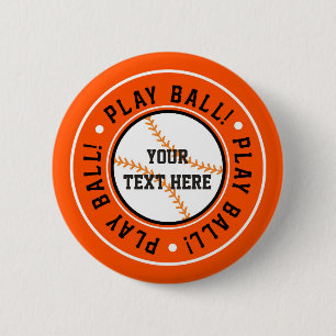 Zwart Oranje HONKBAL SPEL BAL Feest Speld KNOP Ronde Button 5,7 Cm