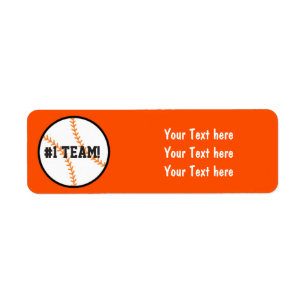 Zwart & Oranje honkbalteam feest adreslabels Etiket