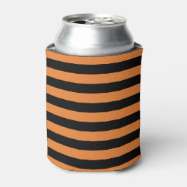 Zwart & Oranje Horizontale Halloween Strepen Blikjeskoeler