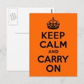 Zwart Oranje kalm houden en doorgaan Briefkaart (Voorkant / Achterkant)