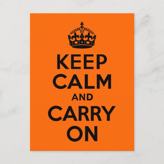 Zwart Oranje kalm houden en doorgaan Briefkaart (Voorkant)