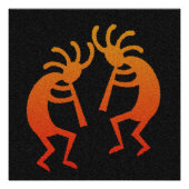 Zwart Oranje Kokopelli Southwestern Design Perfect Poster (Voorkant)