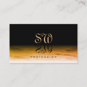 Zwart Oranje marmer Pattern Shadow Font Monogram Visitekaartje (Voorkant)