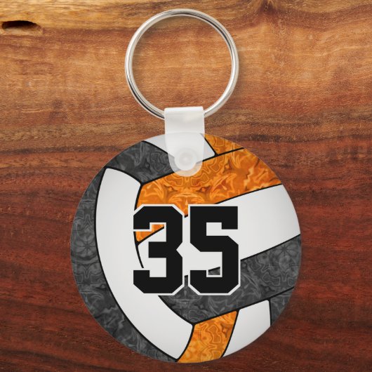 Zwart oranje Meisjes Volleybal sleutelhanger Team  (Voorkant)