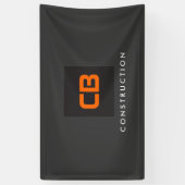 Zwart/Oranje Monogram Constructie, Aannemers Spandoek (Verticaal)