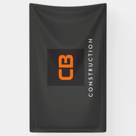 Zwart/Oranje Monogram Constructie, Aannemers Spandoek (Verticaal)