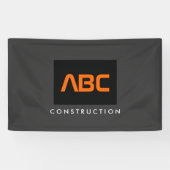 Zwart/Oranje Monogram Logo Constructie Spandoek (Horizontaal)