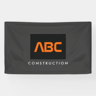 Zwart/Oranje Monogram Logo Constructie Spandoek
