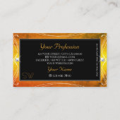 Zwart Oranje  monogram mousserende diamanten Visitekaartje (Achterkant)