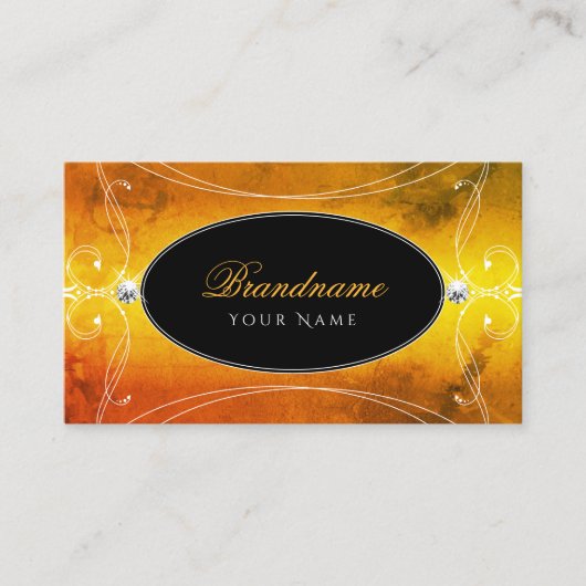 Zwart Oranje  mousserende diamant Visitekaartje (Voorkant)