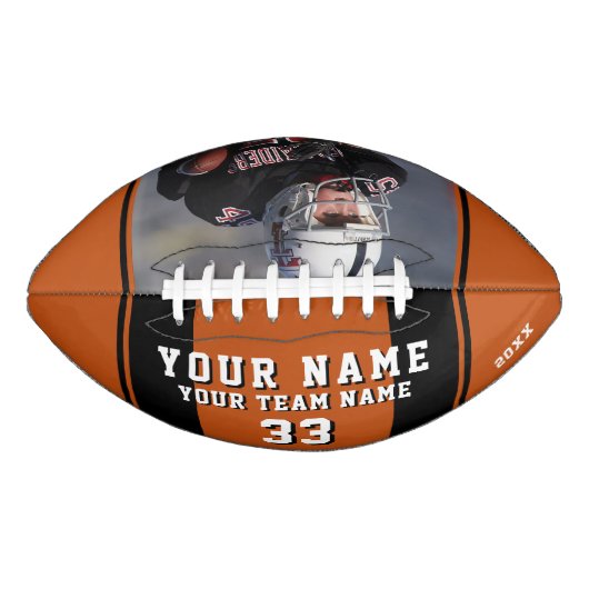 Zwart Oranje Player Name Number Team Photo American Football (Voorkant)