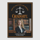 Zwart Oranje Recht School Afstuderen Fotomagneet (Voorkant)