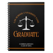 Zwart Oranje Recht School Custom Afstuderen Gift Notitieboek (Voorkant)