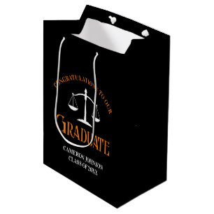 Zwart Oranje Recht School Custom Afstuderen Medium Cadeauzakje